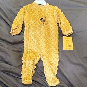 Baby Gear Yellow Textured Footie with Embroidery